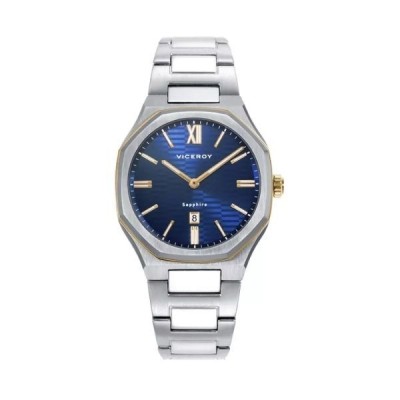 Reloj Viceroy Mujer Colección Laura Escanes Con Doble Bisel Acero e IP Dorado Esfera Azul Cristal Zafiro 33mm Ref: 45000-33