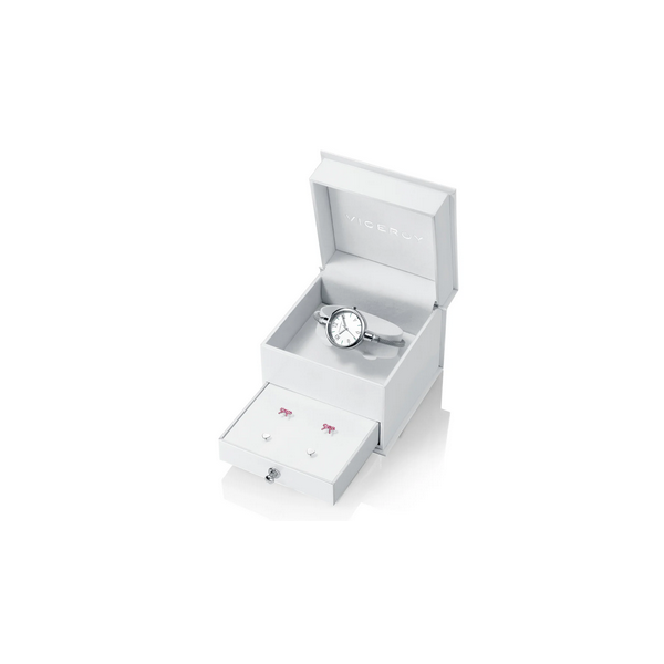 Set Reloj y Pendientes Viceroy Niña Sweet De Acero Y Malla Milanesa Tubular 26mm Ref: 401084-95