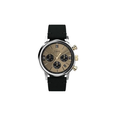 Reloj Timex Caballero Marlin Chronograph Piel Negro Acero Esfera Dorada Cronógrafo Negro 40mm Ref: TW2W60300