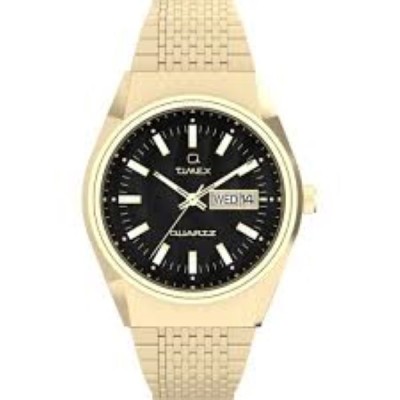 Reloj Timex Caballero Falcon Eye Acero Pvd Dorado Esfera Negra 38mm Ref: TW2W62500