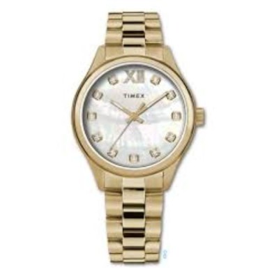 Reloj Timex Mujer Legacy Acero Esfera Madreperla Con Circonitas Blancas 34mm Ref: TW2W85400