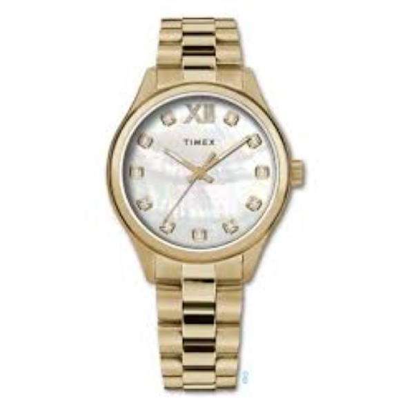 Reloj Timex Mujer Legacy Acero Esfera Madreperla Con Circonitas Blancas 34mm Ref: TW2W85400
