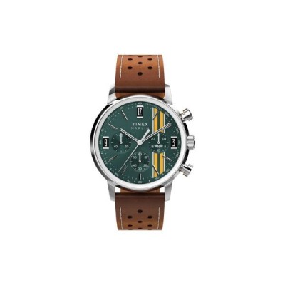 Reloj Timex Caballero Marlin Chronograph Tachymeter Correa Piel Marrón Esfera Verde 40mm Ref: TW2W99100