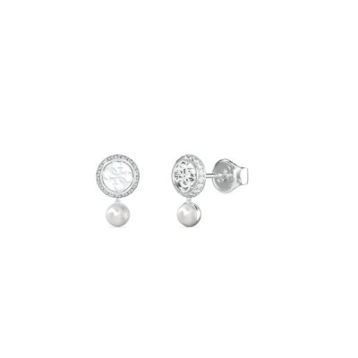 Pendientes Guess Mujer Tiny Pearly Acero Logo Con Circonitas Ref: JUBE05517JWRHT-U