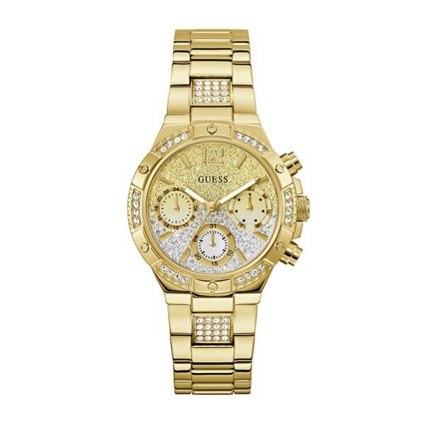 Reloj Guess Mujer Harlow Acero IP Dorado Esfera Dorada y Plata Difuminada Multifunción Con Circonitas Blancas 39mm Ref: GW0950L2