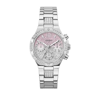 Reloj Guess Mujer Harlow Acero Esfera Rosa y Plata Difuminada Multifunción Con Circonitas Blancas 39mm Ref: GW0950L1