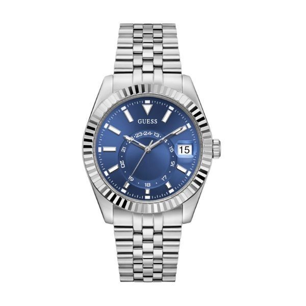 Reloj Guess Caballero Jaden Acero Esfera Azul Marino Con Calendario 42mm Ref: GW0977G1