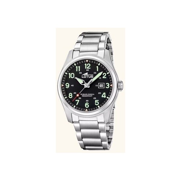 Reloj Lotus Caballero Minimalist Acero Esfera Negra Con Calendario 42mm Ref: 19054/4