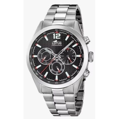 Reloj Lotus Caballero Minimalist Acero Esfera Negra Cronógrafo 43mm Ref: 18152/D