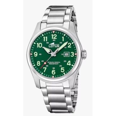 Reloj Lotus Caballero Minimalist Acero Esfera Verde Con Calendario 42mm Ref: 19054/3