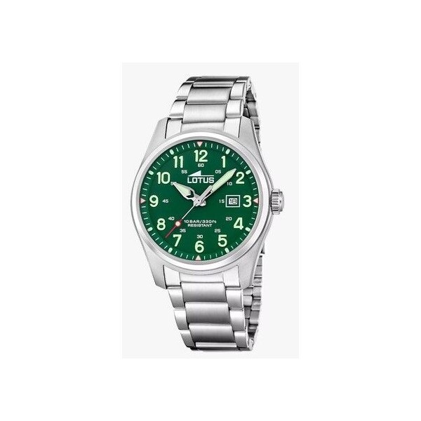 Reloj Lotus Caballero Minimalist Acero Esfera Verde Con Calendario 42mm Ref: 19054/3