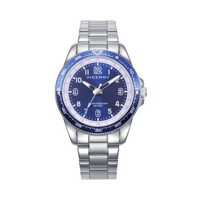 Reloj Viceroy Niño Next Acero Esfera Azul 37mm Pack Con Pulsera Piel Azul Con Cruz De Regalo Ref: 401461-34