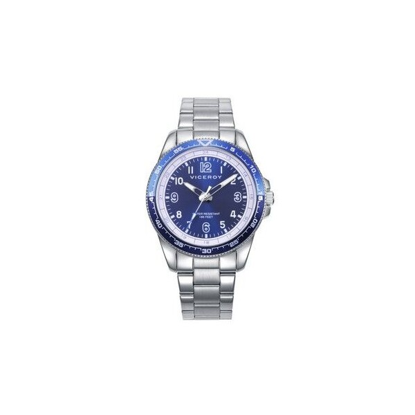 Reloj Viceroy Niño Next Acero Esfera Azul 37mm Pack Con Pulsera Piel Azul Con Cruz De Regalo Ref: 401461-34