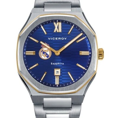 Reloj Viceroy Caballero Real Madrid Acero Esfera Azul Con Detalles Dorados Cristal Zafiro 41mm Ref: 45009-99