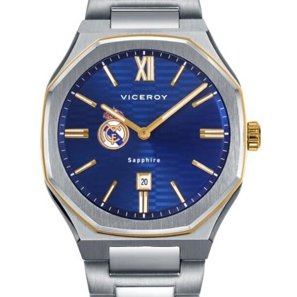 Reloj Viceroy Caballero Real Madrid Acero Esfera Azul Con Detalles Dorados Cristal Zafiro 41mm Ref: 45009-99