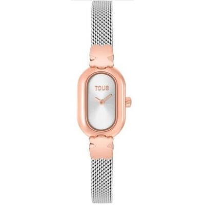 Reloj Tous Mujer Oval Icon Bicolor Malla Milanesa Acero Caja IP Rosado 18mm x 28,5mm Ref: 3000145400