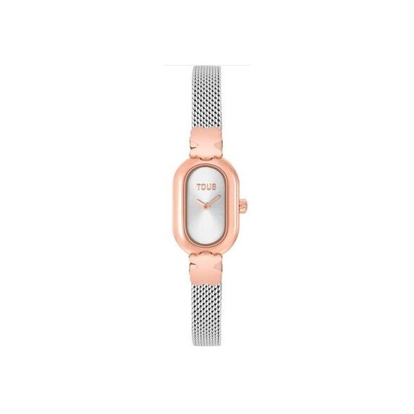 Reloj Tous Mujer Oval Icon Bicolor Malla Milanesa Acero Caja IP Rosado 18mm x 28,5mm Ref: 3000145400