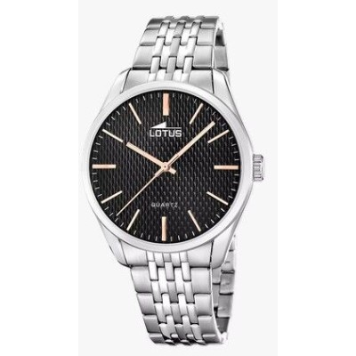 Reloj Lotus Caballero Minimalist For Him Acero Esfera Negra Indices Rosado 42mm Ref: 19064/4