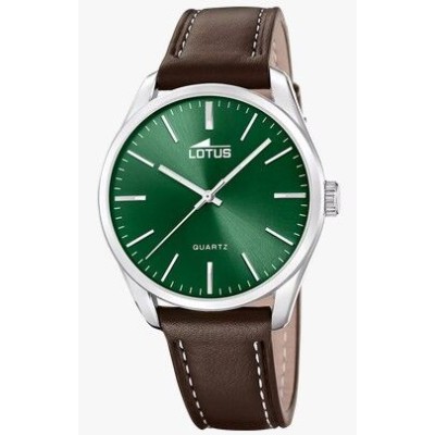 Reloj Lotus Caballero Minimalist For Him Correa Piel Negra Esfera Verde 42mm Ref: 19065/3