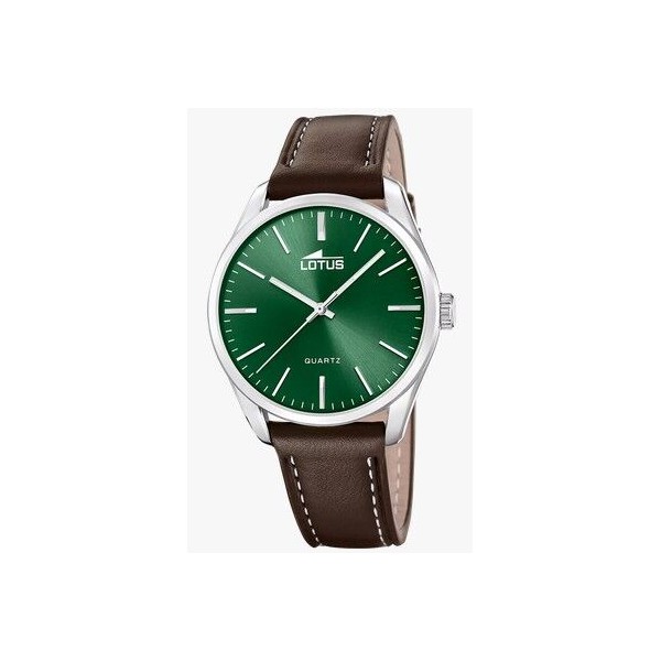 Reloj Lotus Caballero Minimalist For Him Correa Piel Negra Esfera Verde 42mm Ref: 19065/3