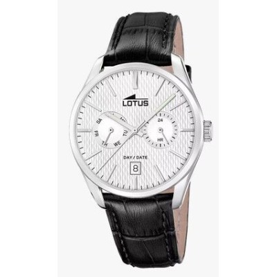 Reloj Lotus Caballero Multifunction Collection Piel Negra Esfera Plata Acero 42mm Ref: 19073 /1