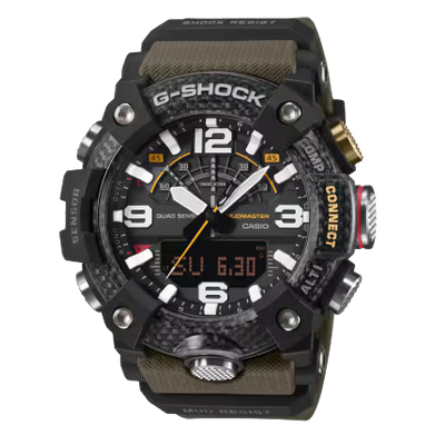 Reloj G-Shock Master Of G Mudmaster Cristal Esférico Bisel Fibra De Carbono 55.4 × 51.3 × 19.4 mm Ref: GG-100X-1A3ER