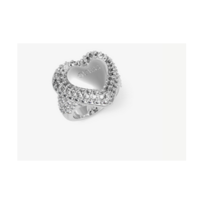 Anillo Guess Mujer Beloved Corazón En Forma De Sello Acero Pavé Circonitas Blancas Talla 56 Ref: JUBR05019JWRH-56