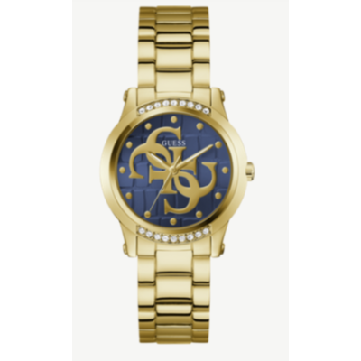Reloj Guess Annette Mujer Acero IP Dorado Esfera Cocodrilo Azul Con Logos 4G 36mm Ref: GW0861L6