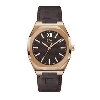 Reloj Guess Coussin Sleek Caballero Piel Marrón Esfera Marrón Acero Rose 42mm Ref: Z26005G4MF