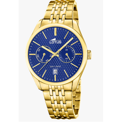 Reloj Lotus Caballero Multifunction Collection Acero Ip Dorado Esfera Azul Multifunción 42mm Ref: 19074/2