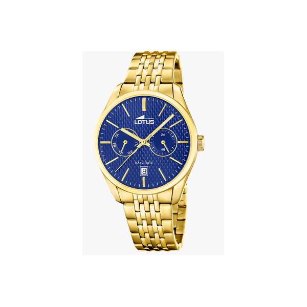 Reloj Lotus Caballero Multifunction Collection Acero Ip Dorado Esfera Azul Multifunción 42mm Ref: 19074/2