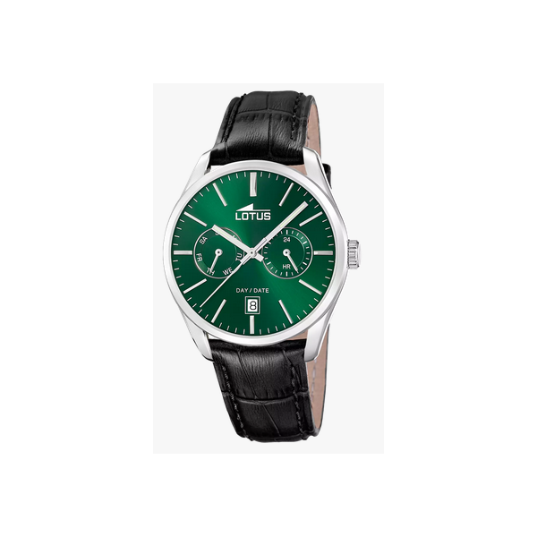 Reloj Lotus Multifunction Caballero Piel Negra Acero Esfera Verde Multifunción 42mm Ref: 19073/3