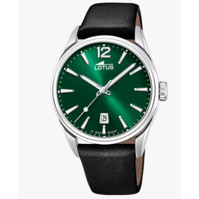 Reloj Lotus Chrono Caballero Minimalist For Him Correa Piel Negra Esfera Verde 42mm Ref: 18693/4