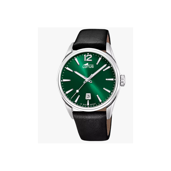 Reloj Lotus Chrono Caballero Minimalist For Him Correa Piel Negra Esfera Verde 42mm Ref: 18693/4