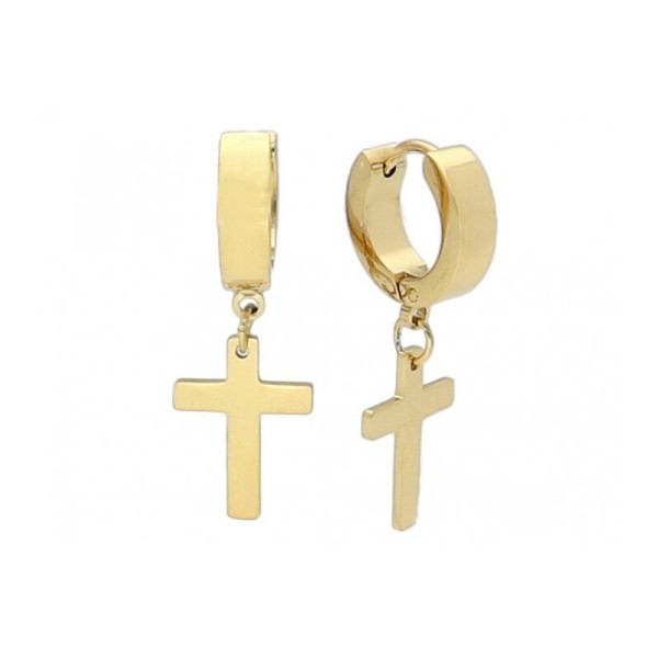 Pendientes Liska Acero IP Dorado Cruz 15mm Ref: 847A275-D