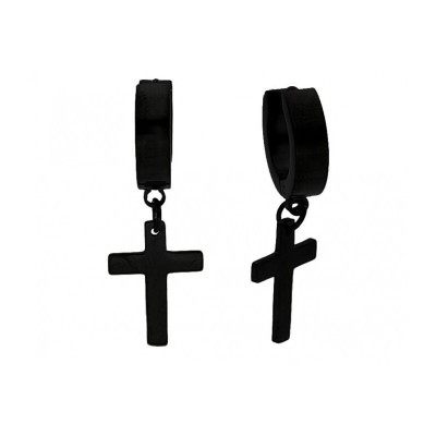 Pendientes Liska Acero IP Negro Cruz 15mm Ref: 847A275-N