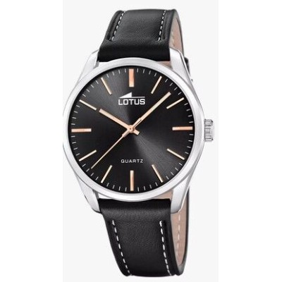 Reloj Lotus Hombre  Piel Negra Acero Analógico Ref:19065/4