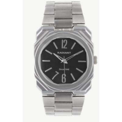 Reloj Radiant Caballero Horizon Line Negro/Plateado Correa Acero Caja Metálica Plateada Esfera Negra 40mm Ref: RA693203