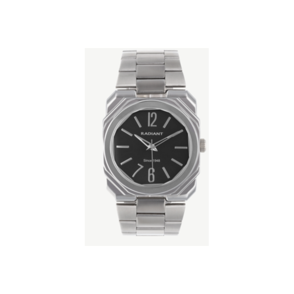 Reloj Radiant Caballero Horizon Line Negro/Plateado Correa Acero Caja Metálica Plateada Esfera Negra 40mm Ref: RA693203