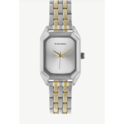 Reloj Radiant Mujer Ursula Bicolor Correa Acero Bicolor Caja Rectangular Metálica Plateada Esfera Plateada 33,5mm Ref: RA669203