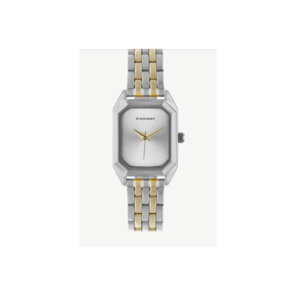 Reloj Radiant Mujer Ursula Bicolor Correa Acero Bicolor Caja Rectangular Metálica Plateada Esfera Plateada 33,5mm Ref: RA669203