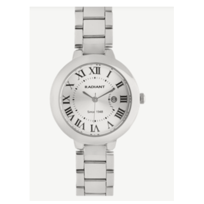 Reloj Radiant Mujer Golden Hour Caja Metálica Redonda Plateada Esfera Plateada Con Números Romanos 33mm Ref: RA684201