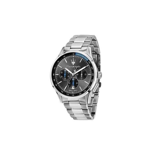 Reloj Maserati Caballero Sorpasso Acero Esfera Gris Con Detalles Azul Cielo Cronógrafo Negro 42mm Ref: R8873624008