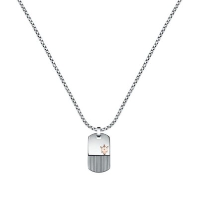 Colgante Placa Maserati Gioelli Caballero Acero Inoxidable/IP Oro Rosa Con Un Largo De 60cm Cierre Mosquetón Ref: JM121ATK08