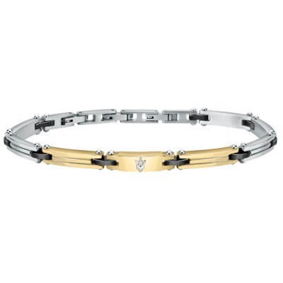 Pulsera Maserati Gioelli Caballero Acero Pvd Rosado y Cerámica Negro Con Un Largo De 22cm Ref: JM421ATZ11
