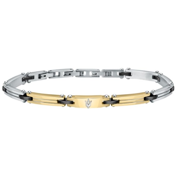 Pulsera Maserati Gioelli Caballero Acero Pvd Rosado y Cerámica Negro Con Un Largo De 22cm Ref: JM421ATZ11