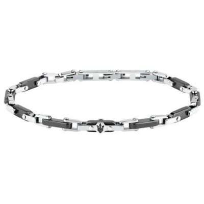 Pulsera Maserati Gioelli Caballero Acero y Cerámica Negra Longitud 19,5 + 3,5cm Ref: JM226ATZ75