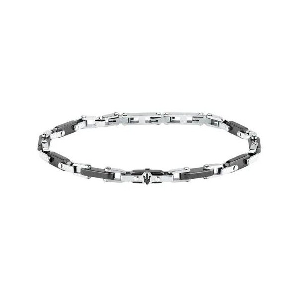 Pulsera Maserati Gioelli Caballero Acero y Cerámica Negra Longitud 19,5 + 3,5cm Ref: JM226ATZ75