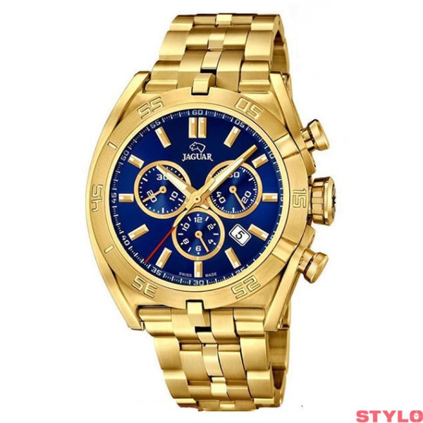 Reloj Jaguar Caballero Executive Special Edition Suizo Acero IP Dorado Esfera Azul Cronógrafo Cristal Zafiro 45,8mm Ref: J853/3