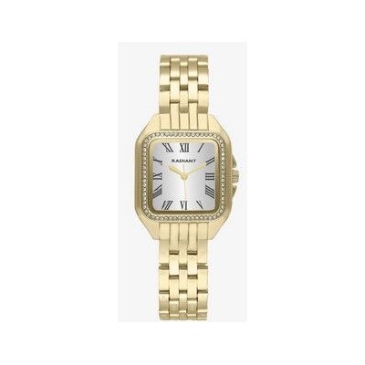 Reloj Radiant Mujer Bahamas Luxe Dorado Correa Acero Ip Dorado Caja Metálica Cuadrada Dorada Bisel Circonitas 28mm Ref: RA643205